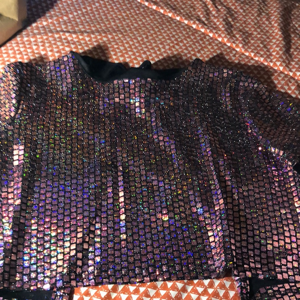 Pink sequined crop top A3 design